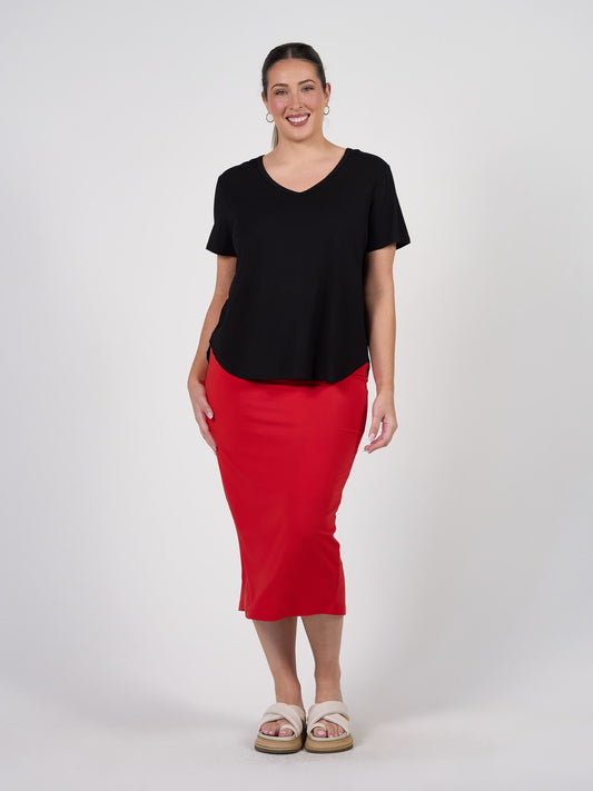 Veronica Bamboo V-Neck T-Shirt - Black