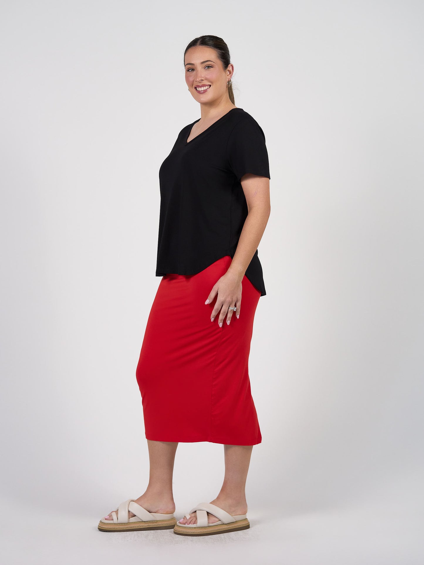 Veronica Bamboo V-Neck T-Shirt - Black