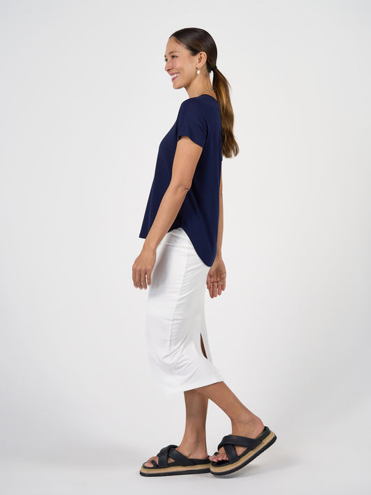 Veronica Bamboo V-Neck T-Shirt - Navy