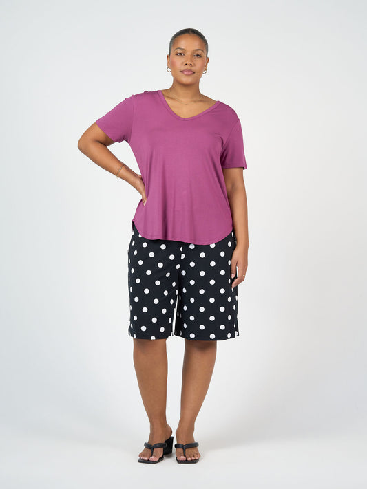 Lou Lou Australia Veronica Bamboo V-Neck T-Shirt in Plum.