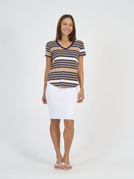 Veronica Bamboo V-Neck T-Shirt - Stripe