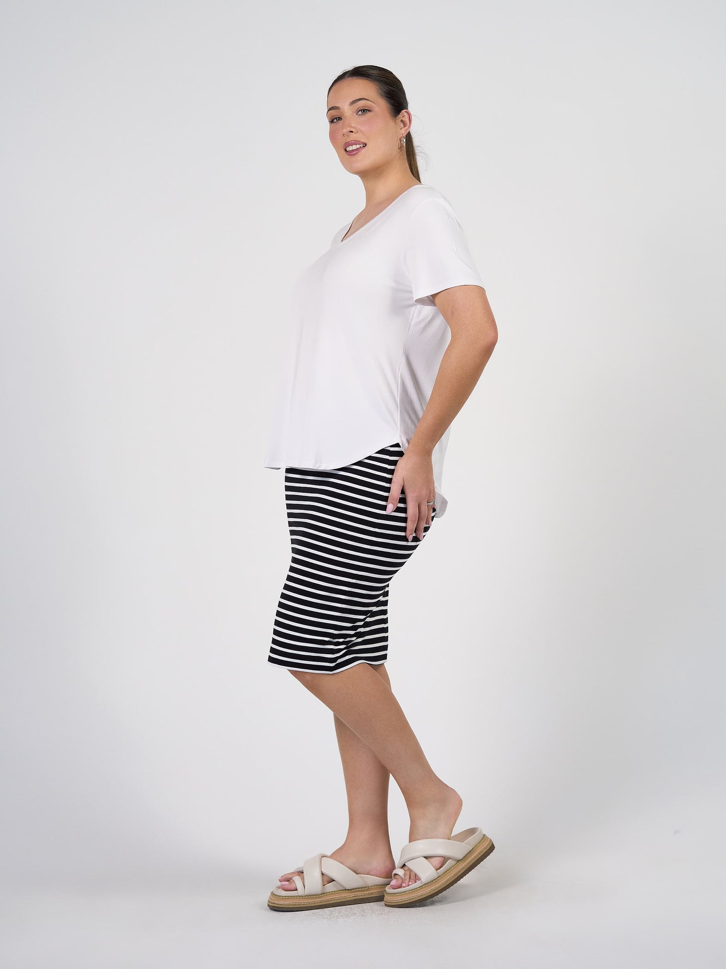 Veronica Bamboo V-Neck T-Shirt - White