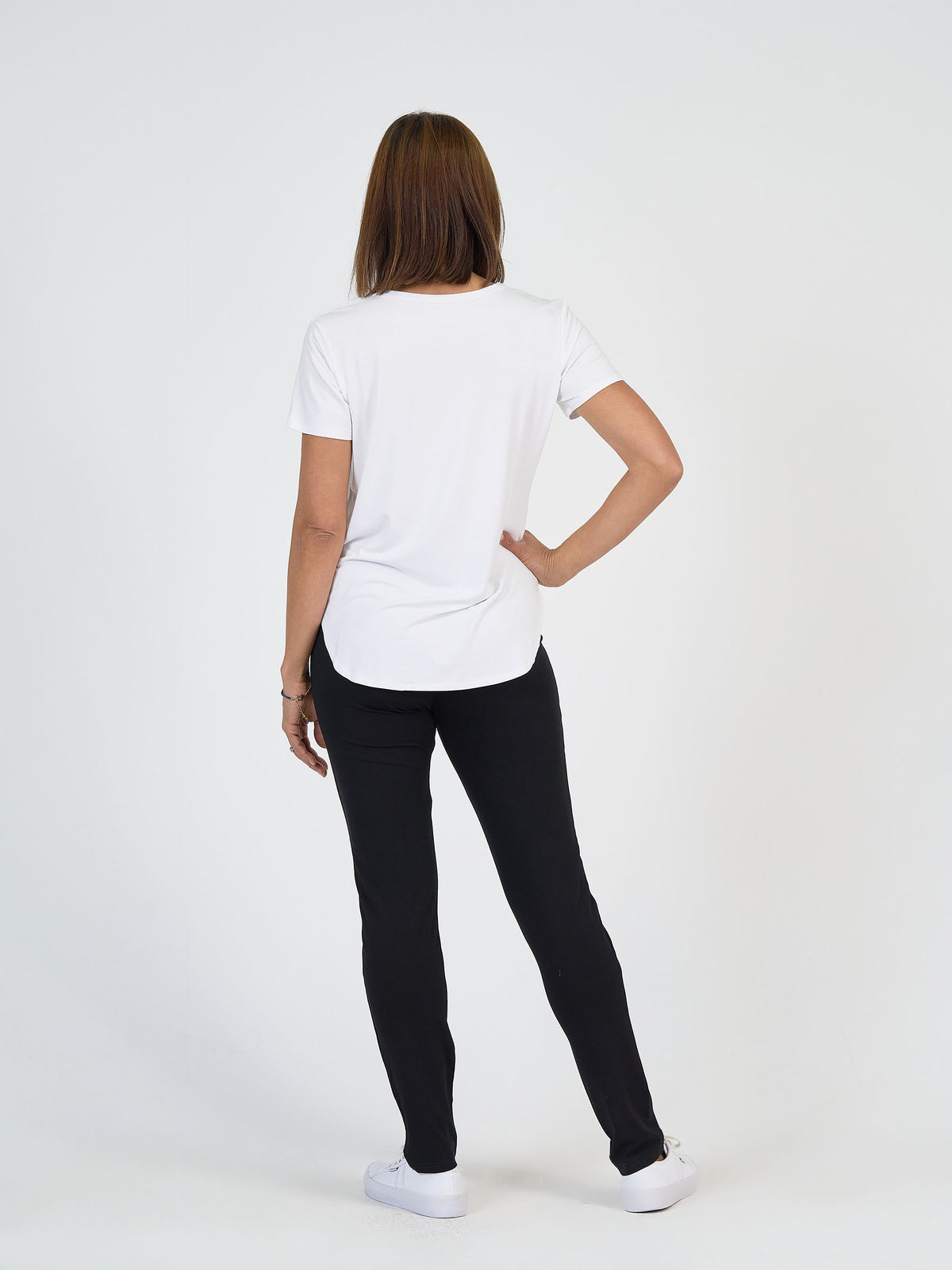 Lou Lou Australia Warwick Bamboo Fold Over Waist Pant in black.