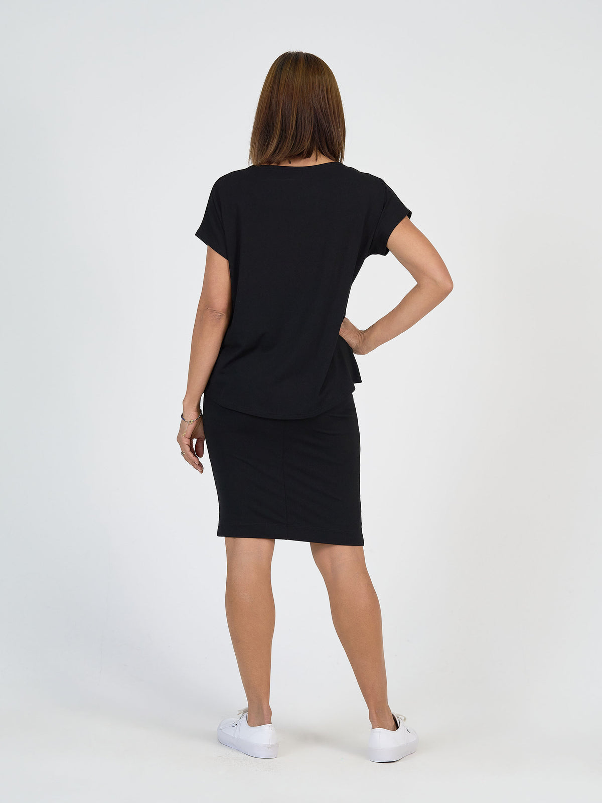 Lou Lou Australia Wilde Bamboo Box Fit Tee in black.