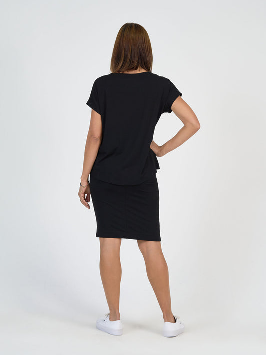 Lou Lou Australia Wilde Bamboo Box Fit Tee in black.