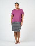 Midi Bamboo Whitney Tube Skirt - Black & White Stripe