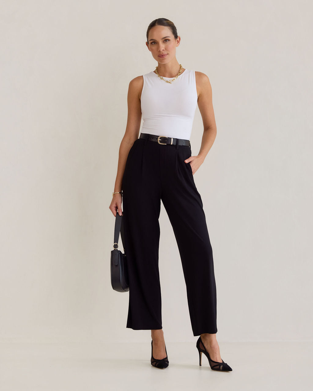 Billie Bamboo Wide Leg Dress Pant - Black
