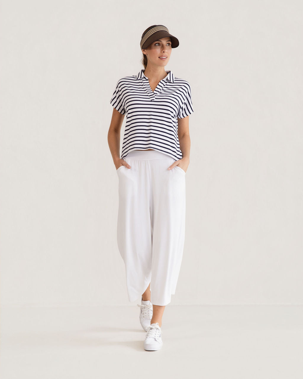 Ciara 7/8 Length Bamboo Culotte Pant - White