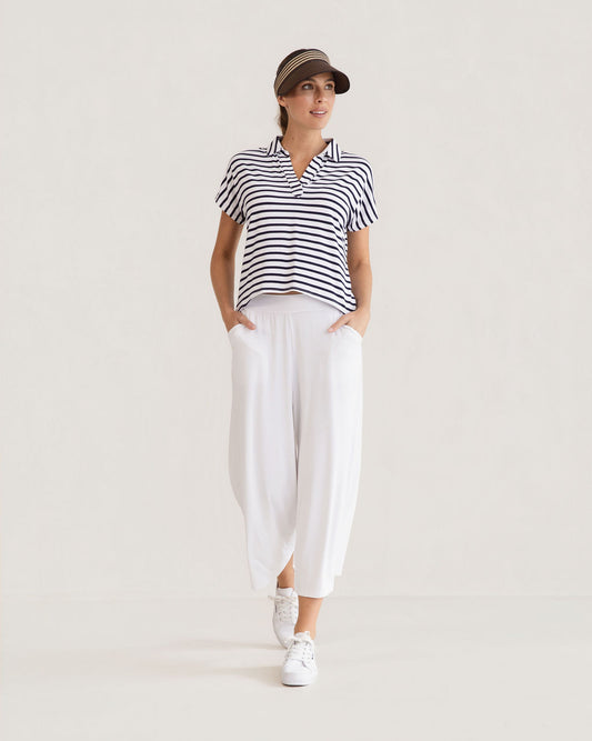 Ciara 7/8 Length Bamboo Culotte Pant - White