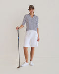 Khan Bamboo 3/4 Sleeve Collared Polo Top - Navy & White Stripe