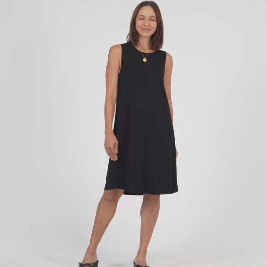 Lou Lou Australia Bamboo Sleeveless black knee length shift dress 