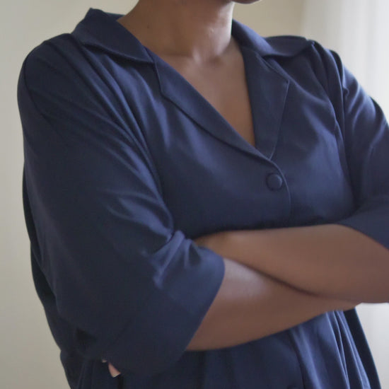 @melanesian.mumma in lou lou australia navy bamboo skirt and bamboo shirt