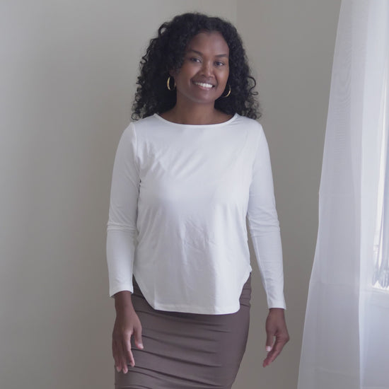 @melanesian.mumma in lou lou australia bamboo long sleeve top and bamboo cardigan