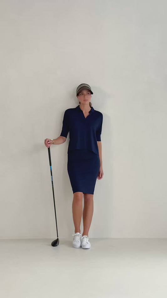 Midi Bamboo Whitney Tube Skirt - Navy