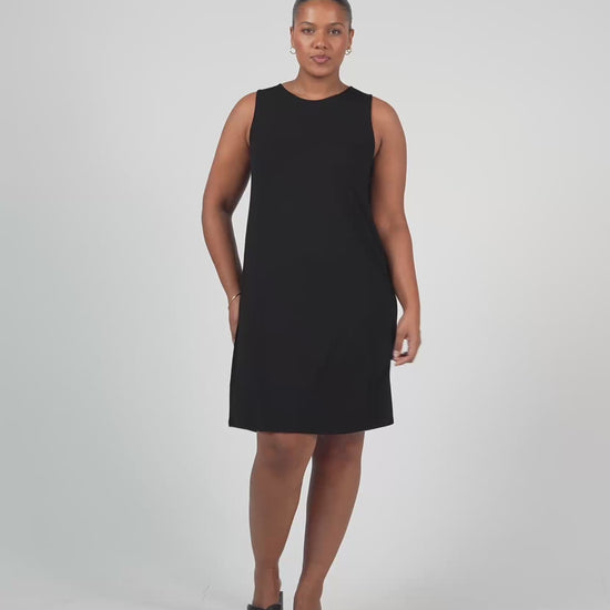 Lou Lou Australia Bamboo Sleeveless black knee length shift dress 