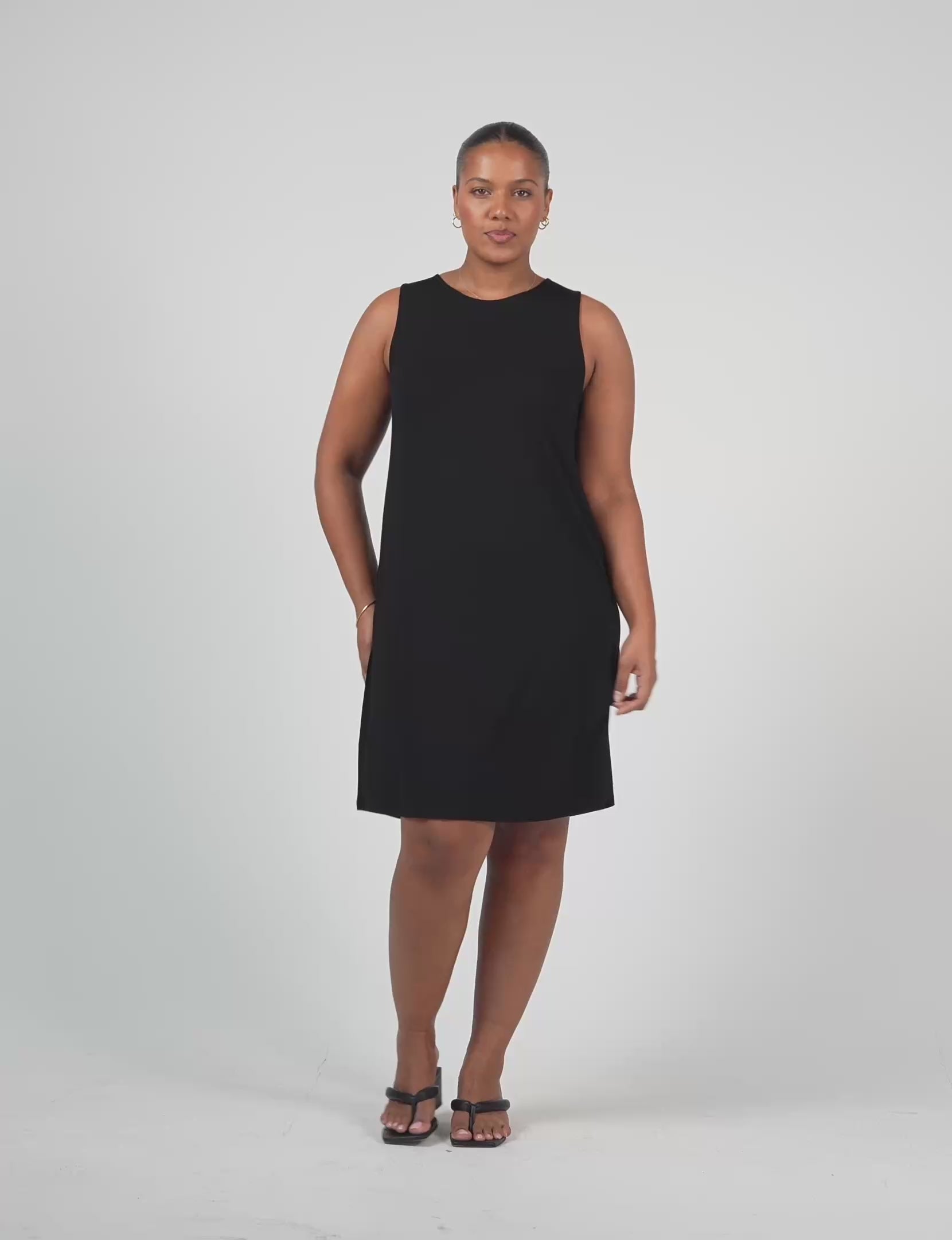 Lou Lou Australia Bamboo Sleeveless black knee length shift dress 