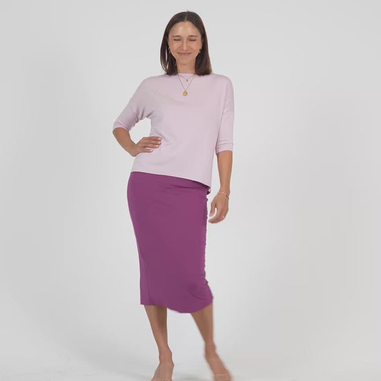 Lou Lou Australia Lilac top with Plum purple tube skirt
