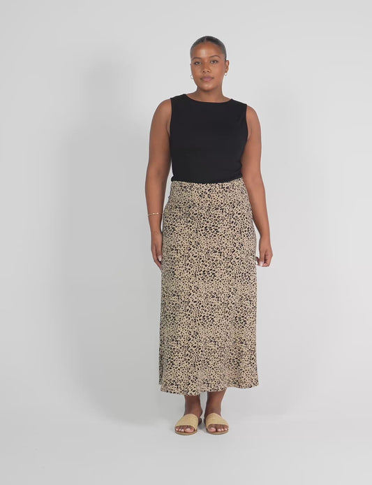 Jackson Bamboo Maxi Skirt - Brown Leopard