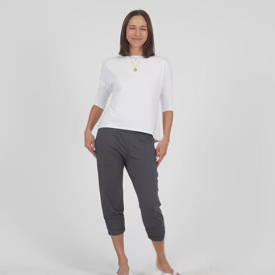 Bamboo Jogger Pant and White 3/4 Sleeve Top Lou Lou Australia 
