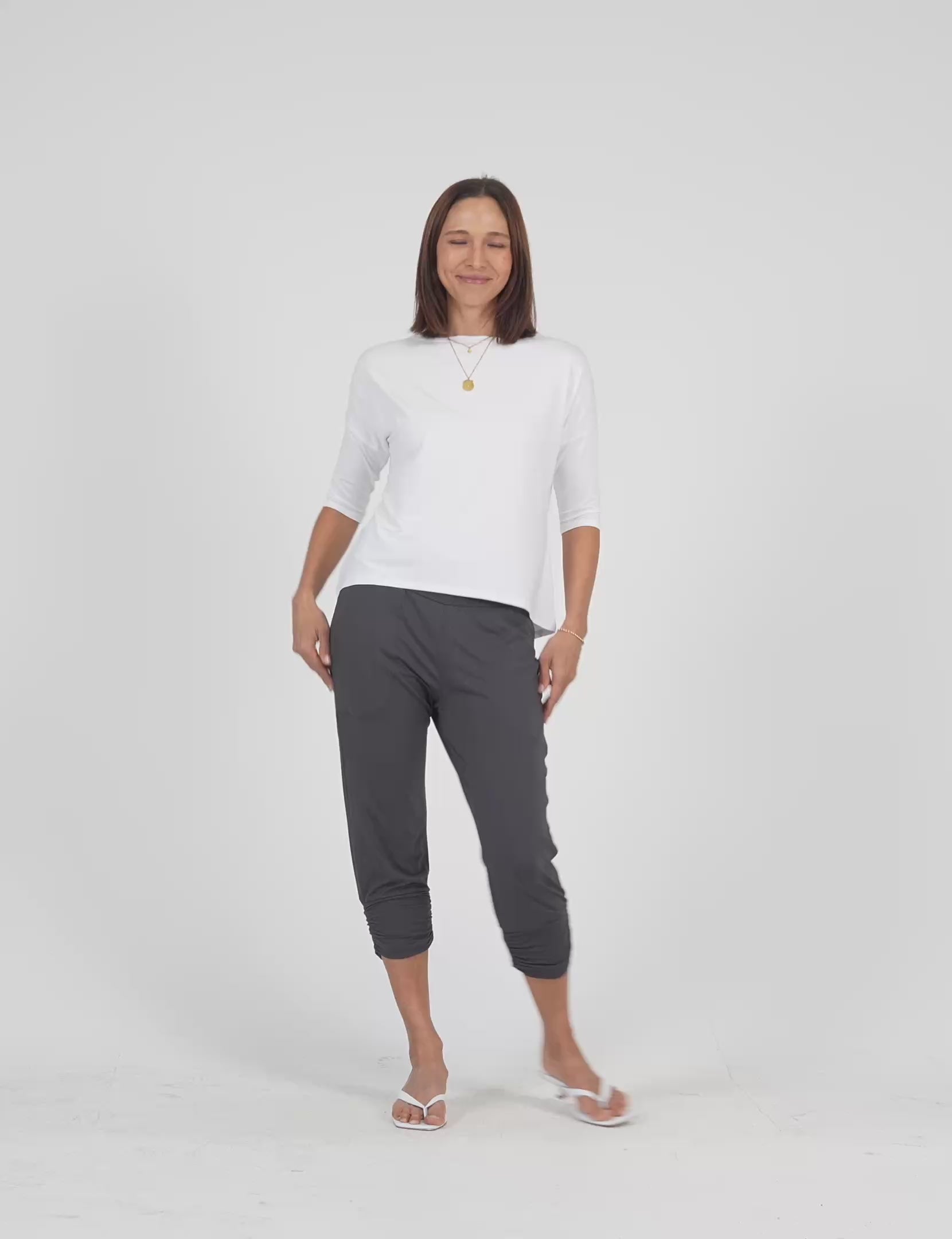 Bamboo Jogger Pant and White 3/4 Sleeve Top Lou Lou Australia 