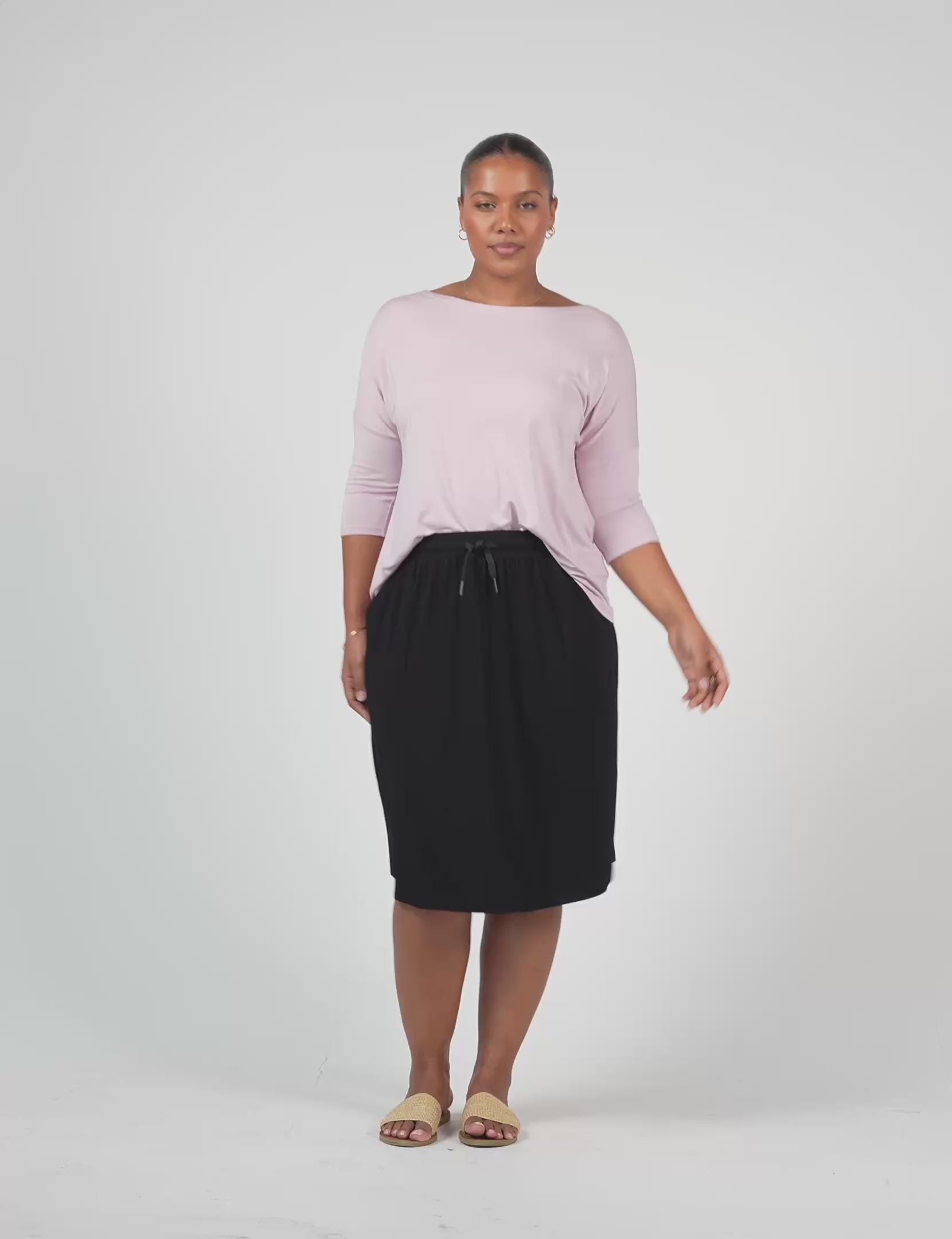 Lou Lou Australia Lilac top with Black skirt
