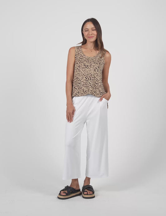 Alicia Reversible Bamboo Singlet Top - Brown Leopard