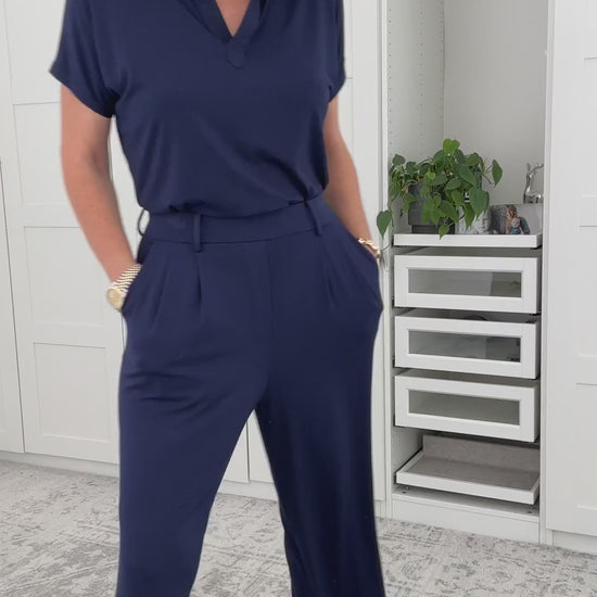Natalie Angel @letmetrybeforeyoubuy in Lou Lou Australia Bamboo Dress Pants and Bamboo Polo Top