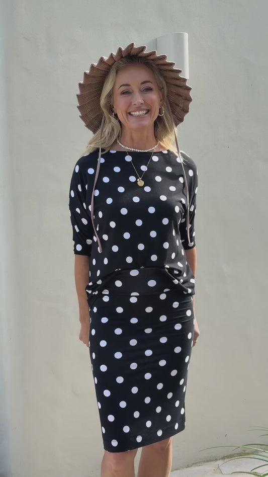 Camila 3/4 Sleeve Bamboo Top - Polka Dot