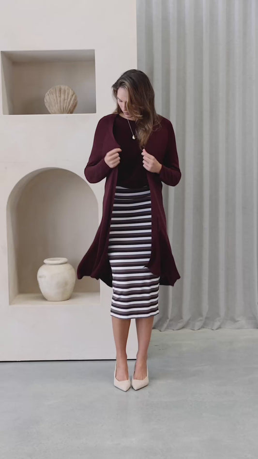 Quatro Cashmere/Bamboo Duster Jacket - Burgundy