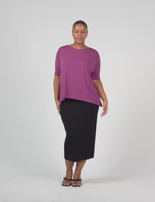 Gina Oversized Slouch Bamboo T-Shirt - Plum
