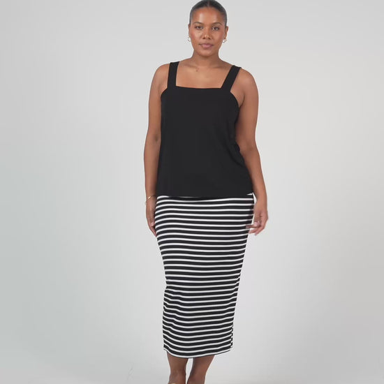 Lou Lou Australia Bamboo Black Sleeveless Top and Black and White Stripe Tube Skirt
