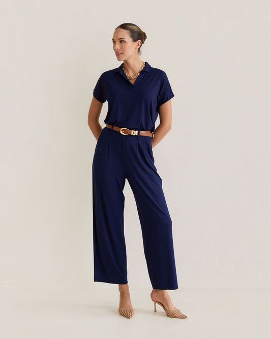 Billie Bamboo Wide Leg Dress Pant - Navy