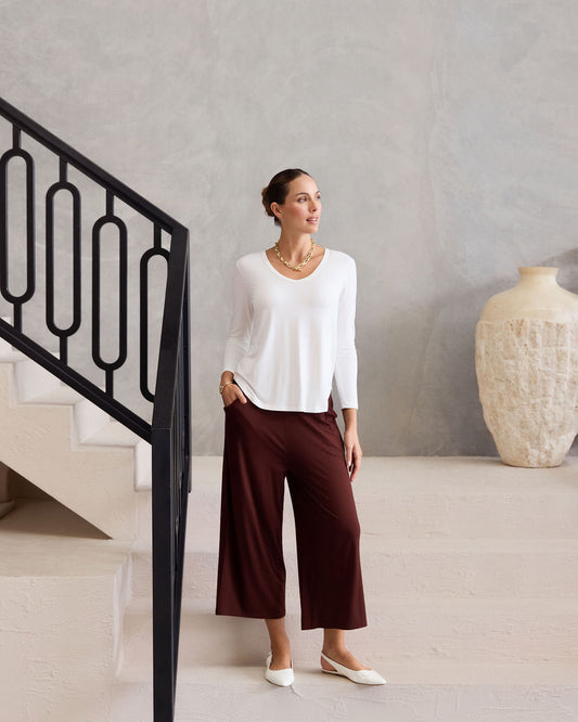 Sia V Neck Bamboo Longsleeve Top